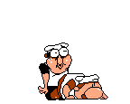 Two Peppino and Gustavo sprites where it looks like Peppino is pegging Gustavo. Gustavo's sprite is from his crouching animation, and Peppino's is from his animation after mach running for a while.